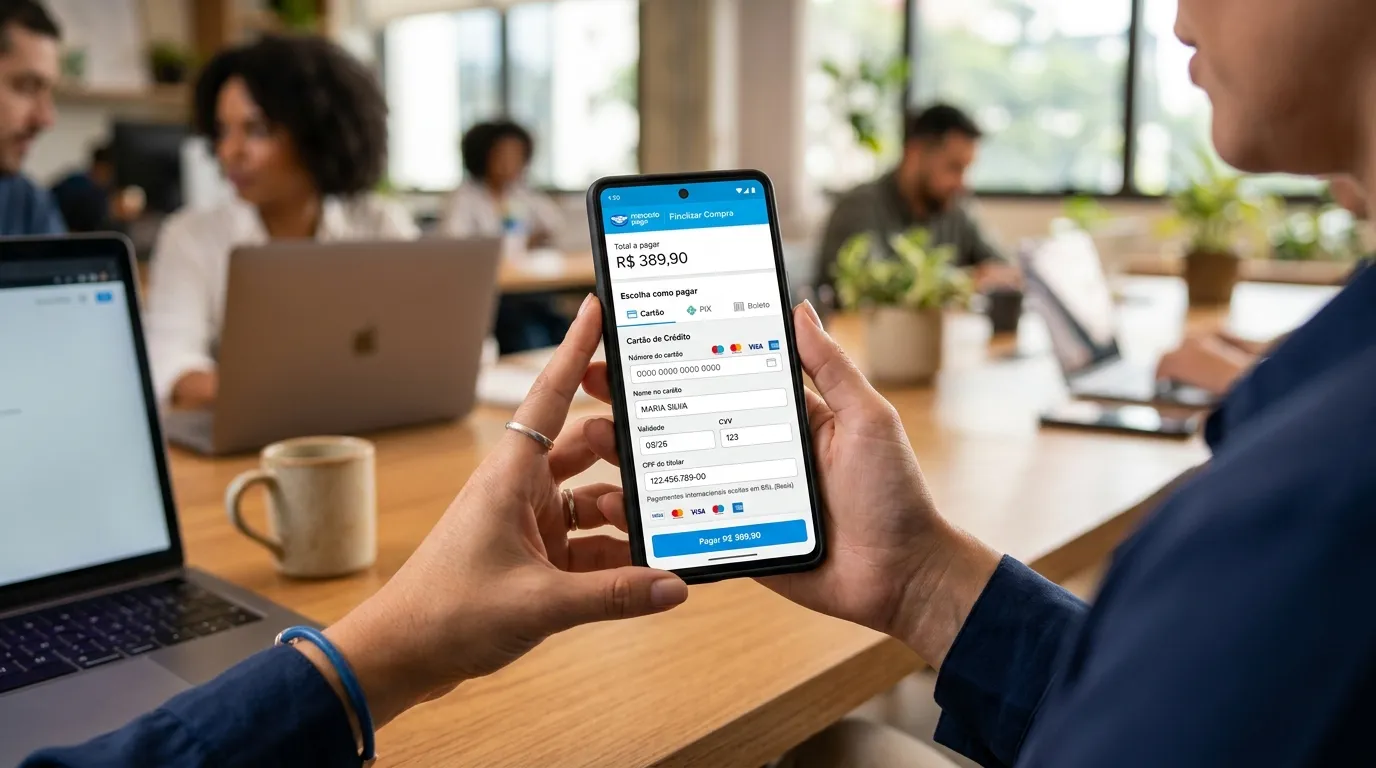 Checkout de pagamento internacional no Mercado Pago. 