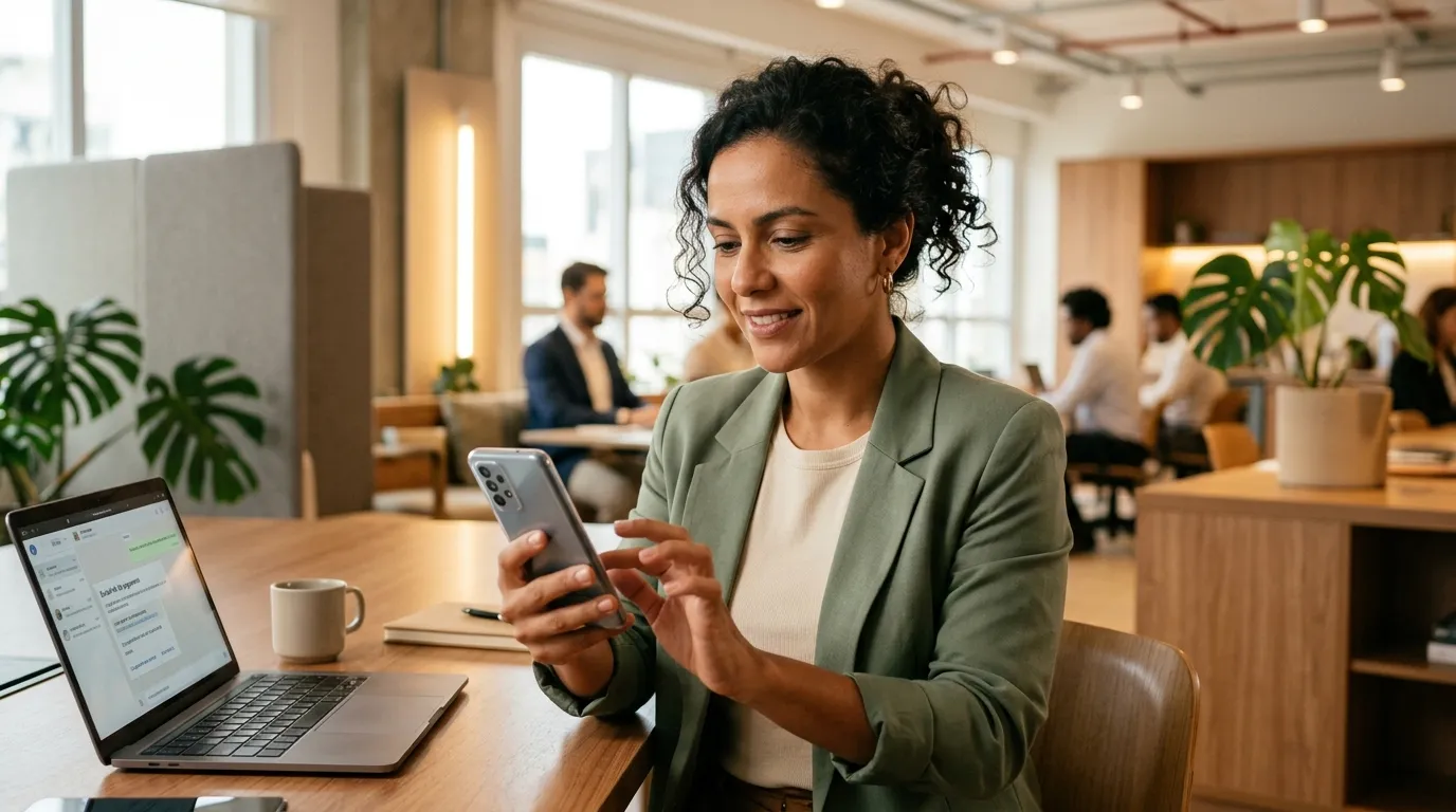 Compartilhando link de pagamento pelo celular.