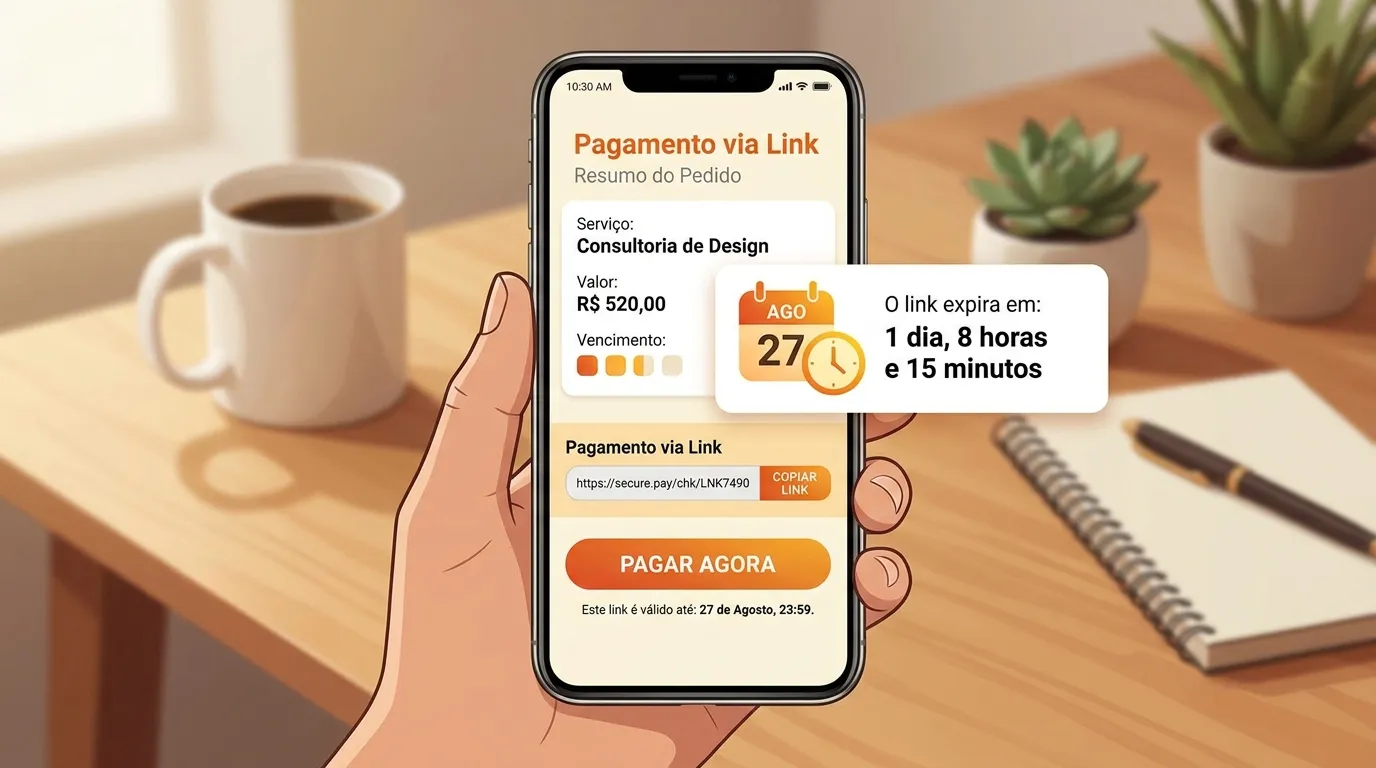 Duração e validade de um link de pagamento no celular.