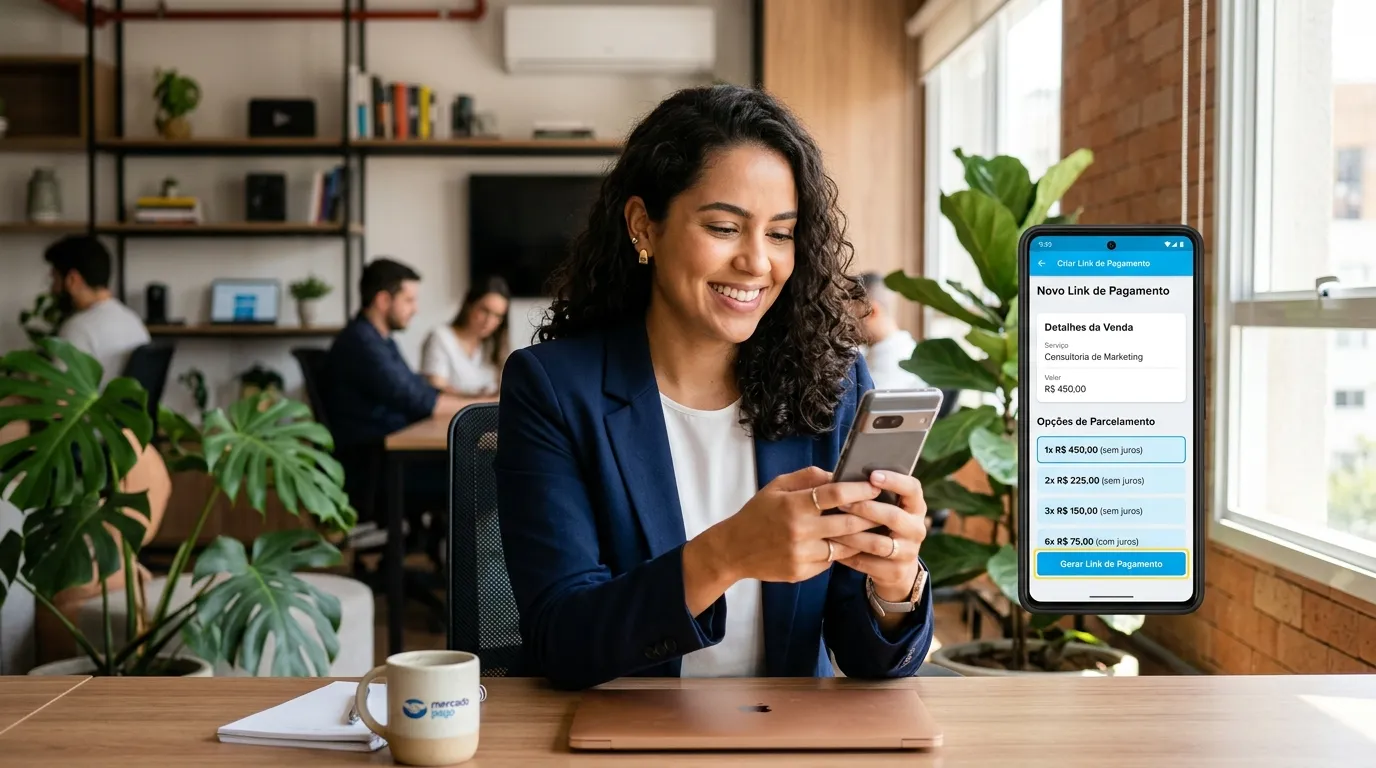 Como gerar link de pagamento parcelado no app Mercado Pago.