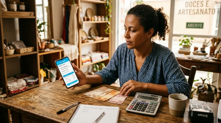 Comparando taxas de link de pagamento no celular.