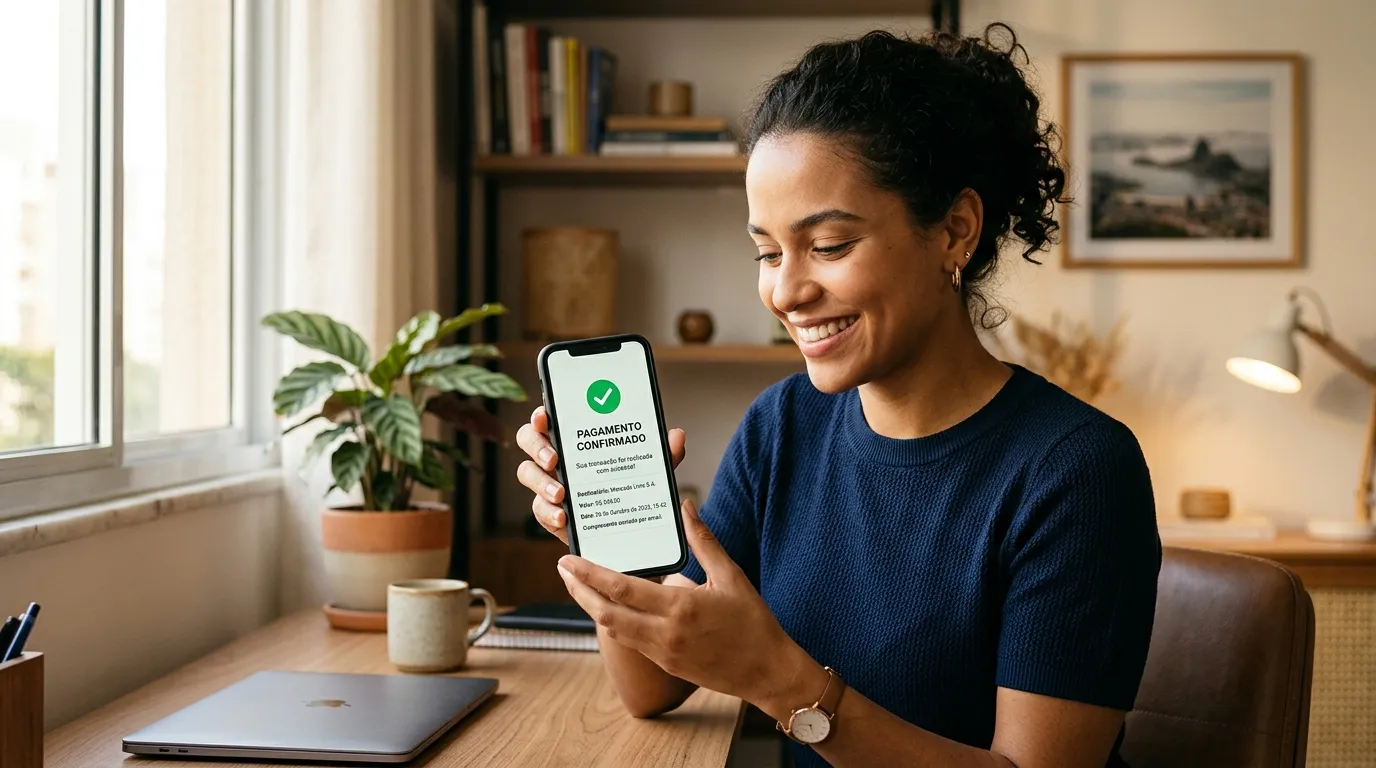 Pessoa usando aplicativo com recurso de devolução do Pix.