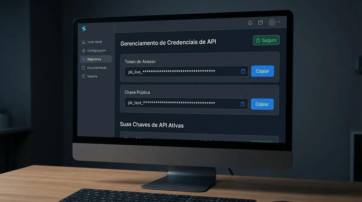 Painel de credenciais de API do Mercado Pago para integração.