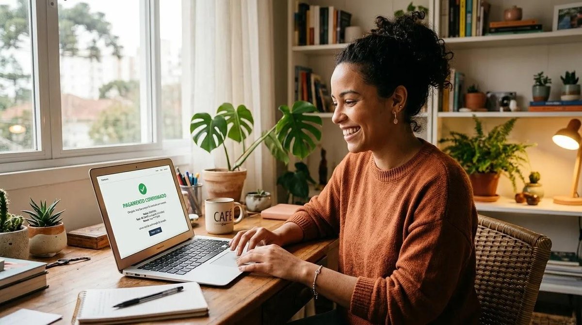 Cliente finalizando compra com checkout transparente no Brasil