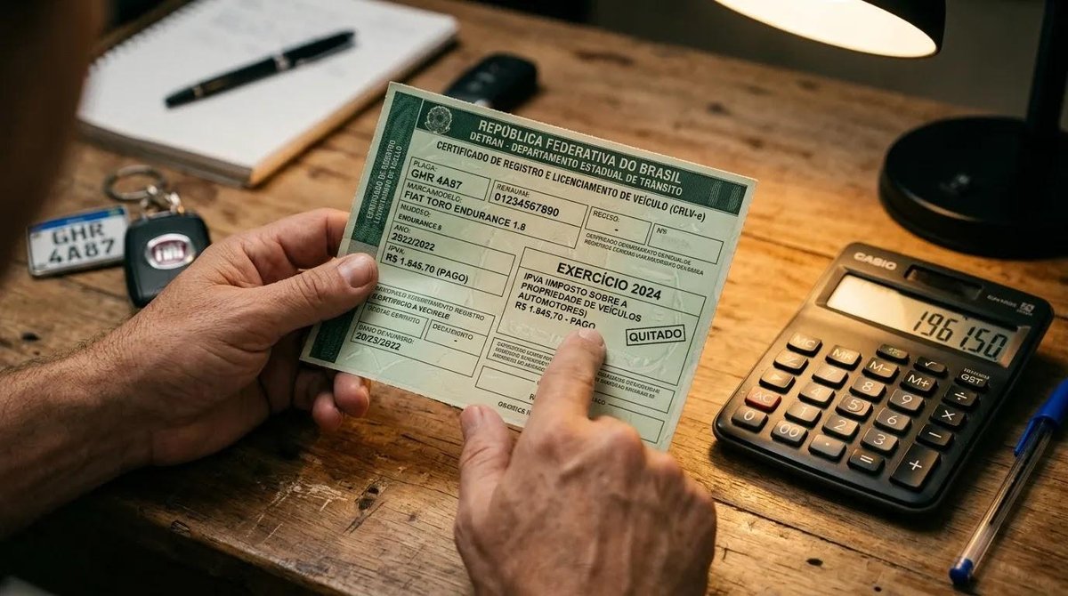 Documento de veículo mostra dados usados no cálculo do IPVA