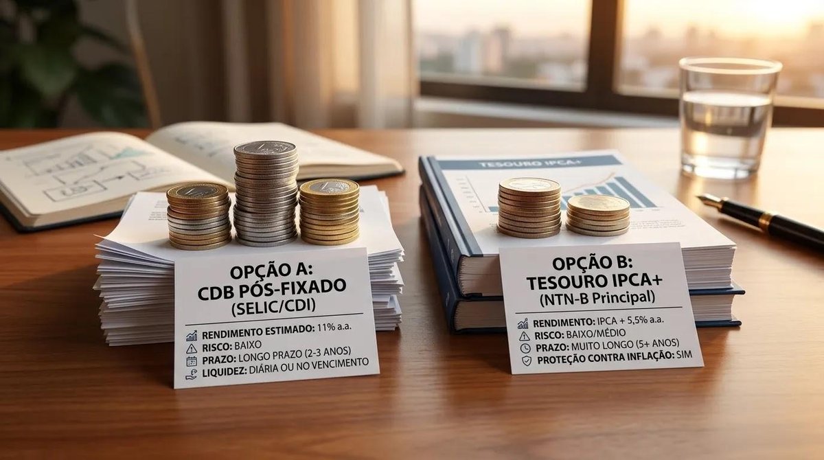 Comparação visual entre investimentos RDB e CDB